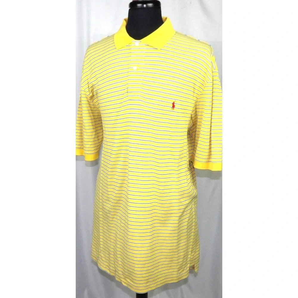 Polo Ralph Lauren 100% Pima Cotton Striped Knit Golf Shirt Men's XL Tall
